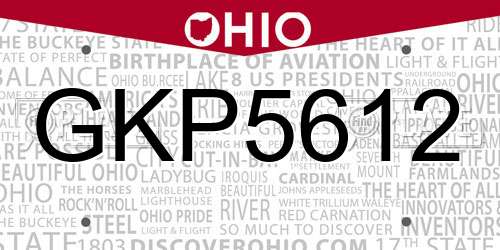 GKP5612 Ohio License Plate