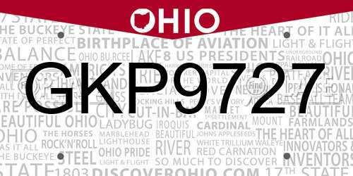 GKP9727 Ohio License Plate