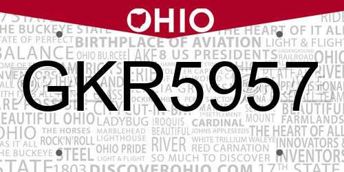 GKR5957 Ohio License Plate