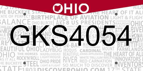 GKS4054 Ohio License Plate