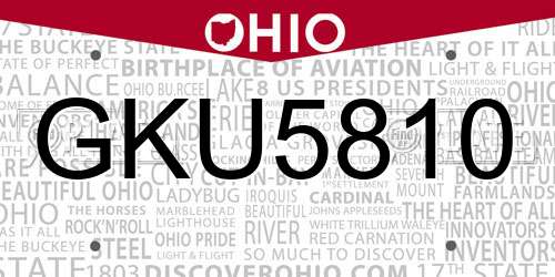 GKU5810 Ohio License Plate