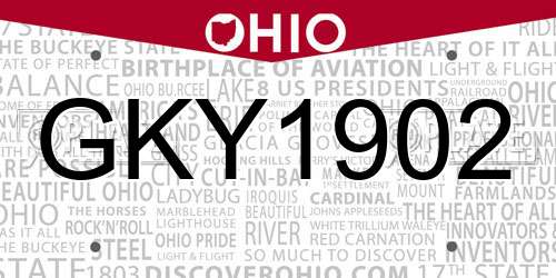 GKY1902 Ohio License Plate