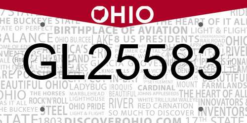 GL25583 Ohio License Plate