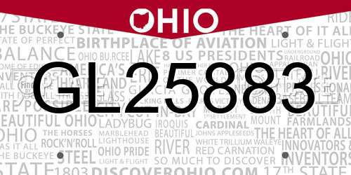 GL25883 Ohio License Plate