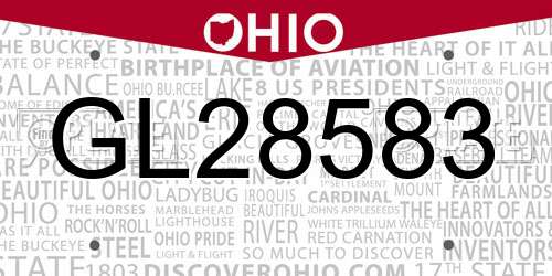 GL28583 Ohio License Plate