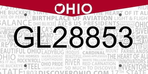 GL28853 Ohio License Plate