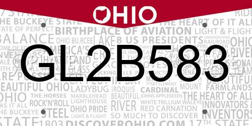 GL2B583 Ohio License Plate