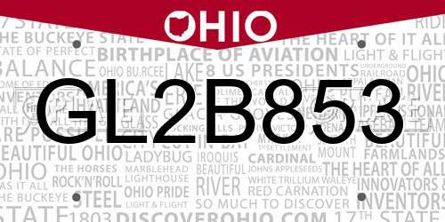 GL2B853 Ohio License Plate