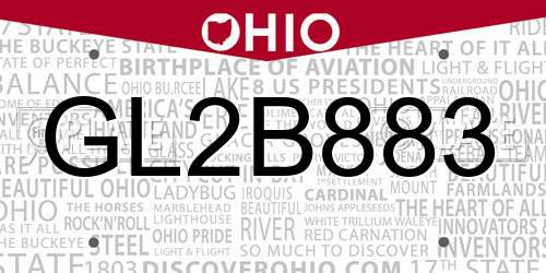 GL2B883 Ohio License Plate