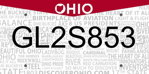 GL2S853 Ohio License Plate