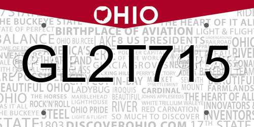 GL2T715 Ohio License Plate