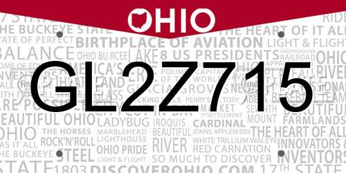 GL2Z715 Ohio License Plate