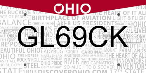 GL69CK Ohio License Plate