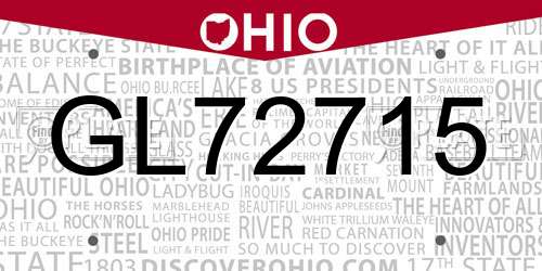 GL72715 Ohio License Plate