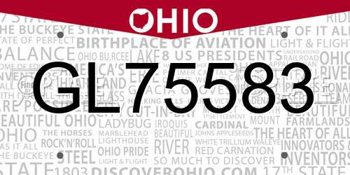 GL75583 Ohio License Plate