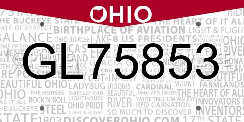 GL75853 Ohio License Plate