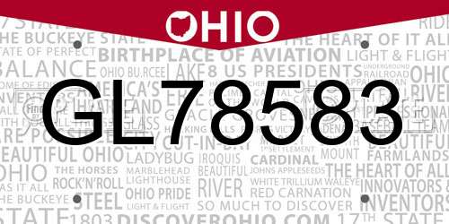 GL78583 Ohio License Plate