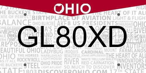 GL80XD Ohio License Plate