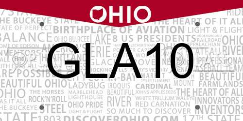 GLA10 Ohio License Plate