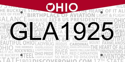 GLA1925 Ohio License Plate