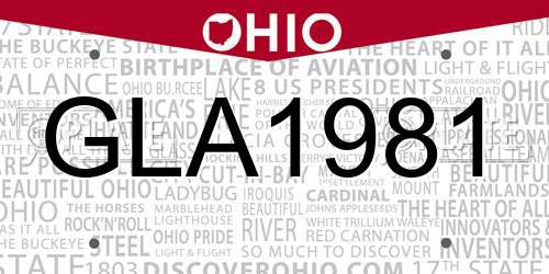 GLA1981 Ohio License Plate
