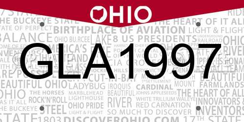 GLA1997 Ohio License Plate