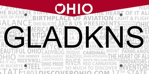 GLADKNS Ohio License Plate