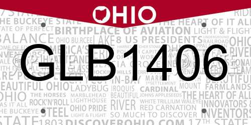 GLB1406 Ohio License Plate