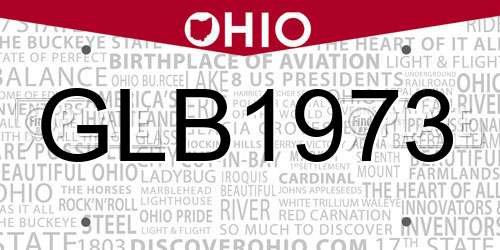 GLB1973 Ohio License Plate