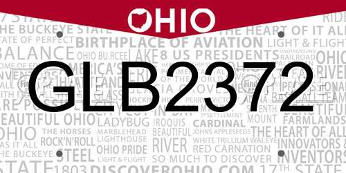 GLB2372 Ohio License Plate