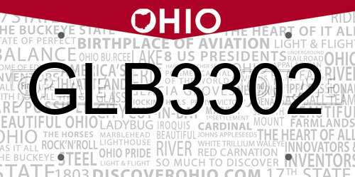 GLB3302 Ohio License Plate