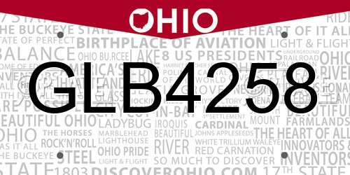 GLB4258 Ohio License Plate