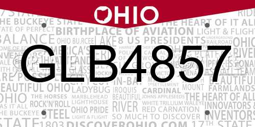 GLB4857 Ohio License Plate