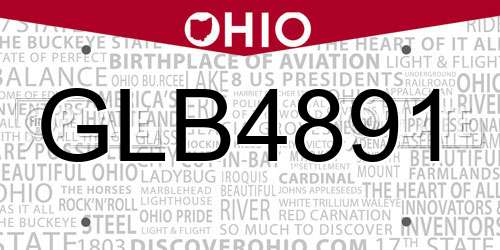 GLB4891 Ohio License Plate