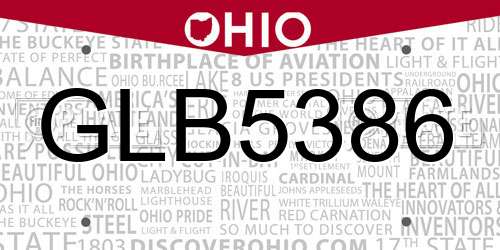GLB5386 Ohio License Plate