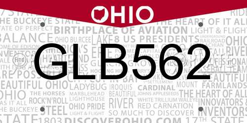 GLB562 Ohio License Plate