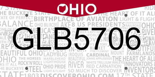 GLB5706 Ohio License Plate