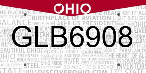 GLB6908 Ohio License Plate