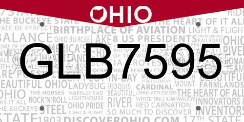 GLB7595 Ohio License Plate