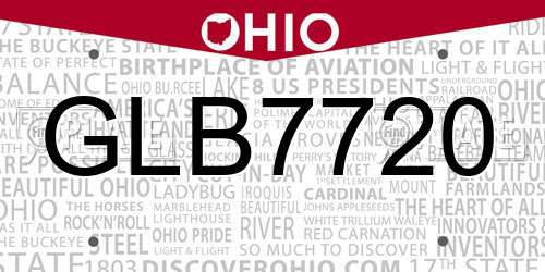GLB7720 Ohio License Plate
