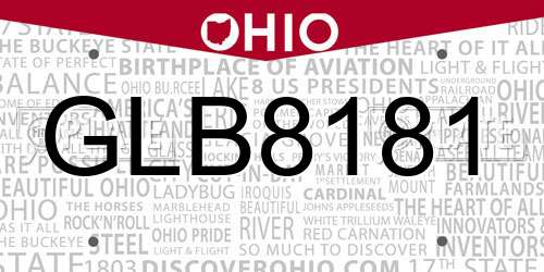 GLB8181 Ohio License Plate