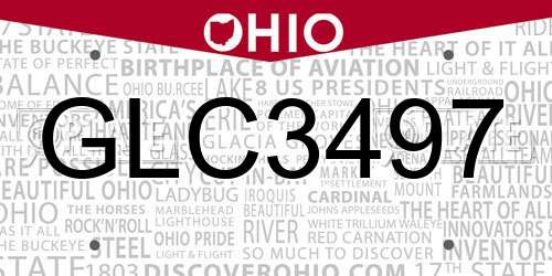 GLC3497 Ohio License Plate