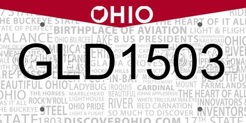 GLD1503 Ohio License Plate
