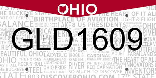 GLD1609 Ohio License Plate