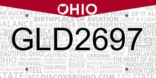 GLD2697 Ohio License Plate