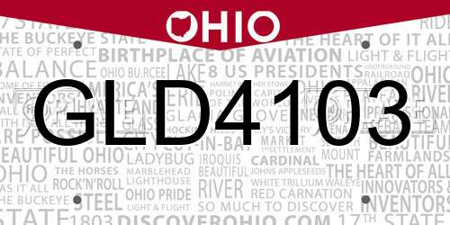 GLD4103 Ohio License Plate