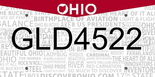 GLD4522 Ohio License Plate