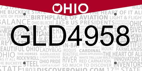 GLD4958 Ohio License Plate