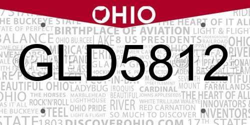GLD5812 Ohio License Plate