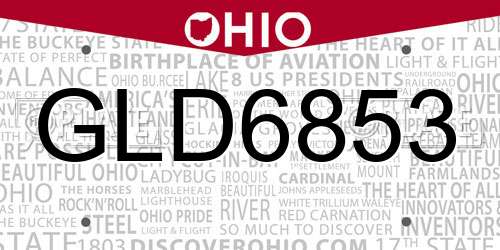 GLD6853 Ohio License Plate